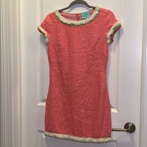 Short sleeve shift dress with fringe